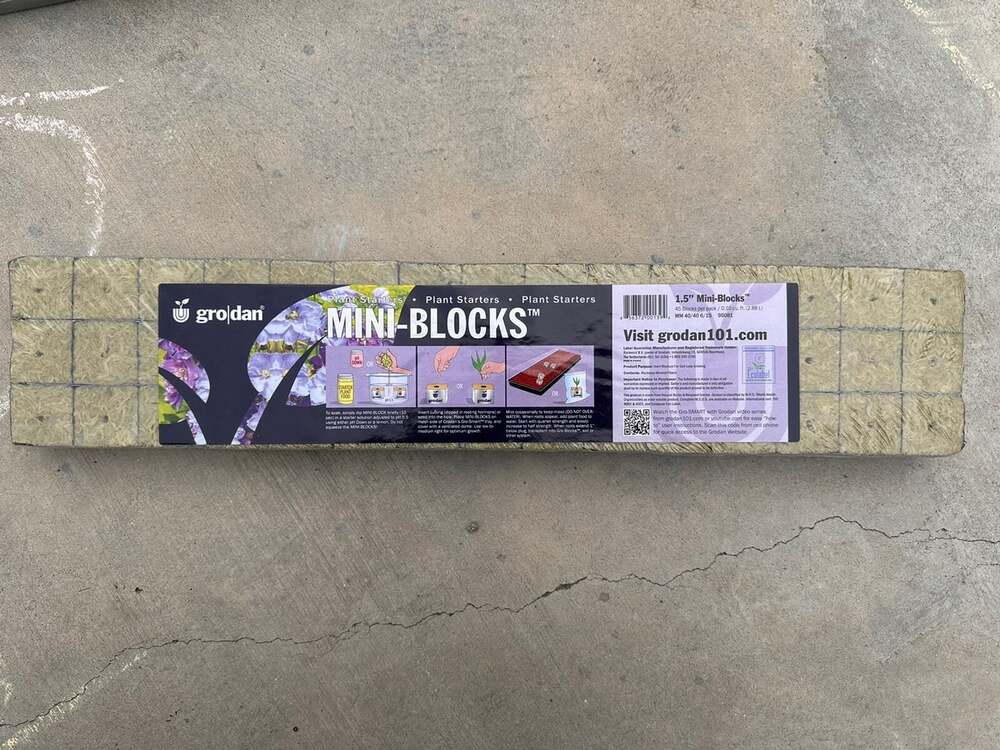 Grodan 1.5" x 1.5" x 1.5" Delta Mini Blocks Strip w/ Holes Rockwool Cube 45pc